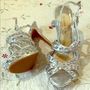 New silver studded high heels